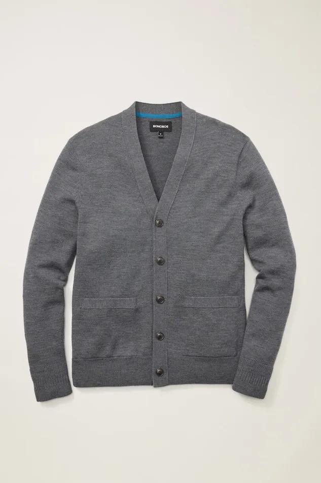 Men Bonobos Cardigan Sweaters Washable Merino Cardigan Charcoal Men Bonobos Cardigan Sweaters Washable Merino Cardigan Charcoal
