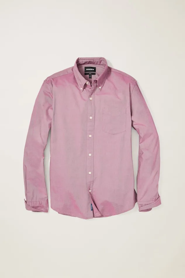 Men Bonobos Casual Shirts Everyday Oxford Shirt Classic Oxford Button Down Berry Oxford