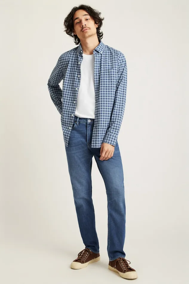 Men Bonobos Casual Shirts Stretch Everyday Shirt Bonobos Cotton Button Down Shirt Denim Blue Gingham