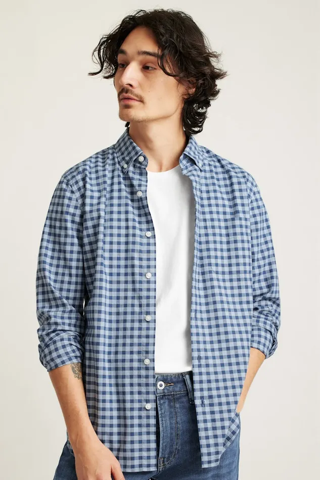 Men Bonobos Casual Shirts Stretch Everyday Shirt Bonobos Cotton Button Down Shirt Denim Blue Gingham Men Bonobos Casual Shirts Stretch Everyday Shirt Bonobos Cotton Button Down Shirt Denim Blue Gingham