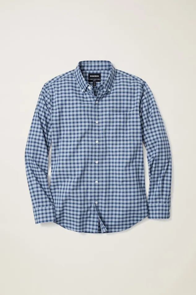 Men Bonobos Casual Shirts Stretch Everyday Shirt Bonobos Cotton Button Down Shirt Denim Blue Gingham Men Bonobos Casual Shirts Stretch Everyday Shirt Bonobos Cotton Button Down Shirt Denim Blue Gingham