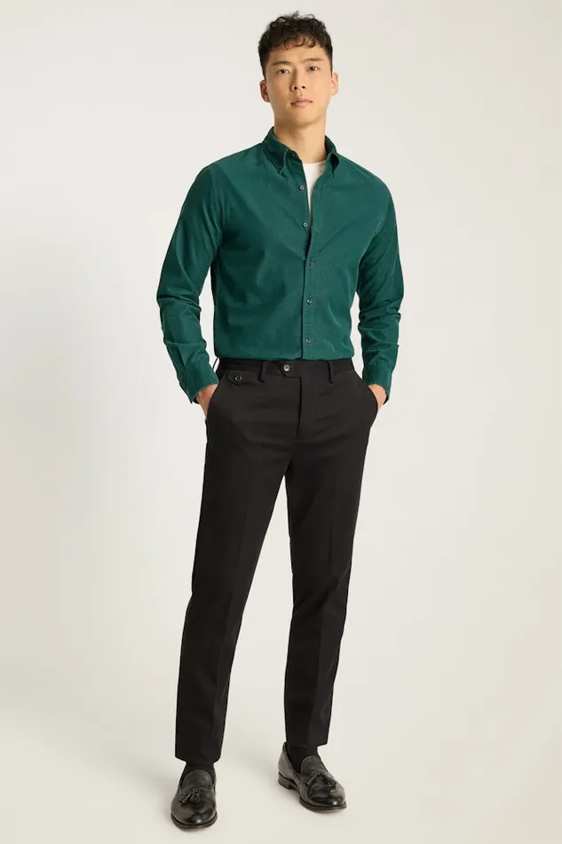 Men Bonobos Casual Shirts The Stretch Cord Shirt Emerald Green