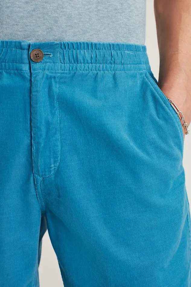 Men Bonobos Casual Shorts Drawstring Club Shorts Blue Micro Cord