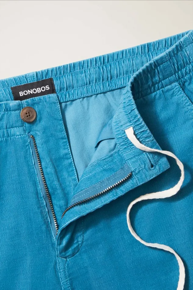 Men Bonobos Casual Shorts Drawstring Club Shorts Blue Micro Cord