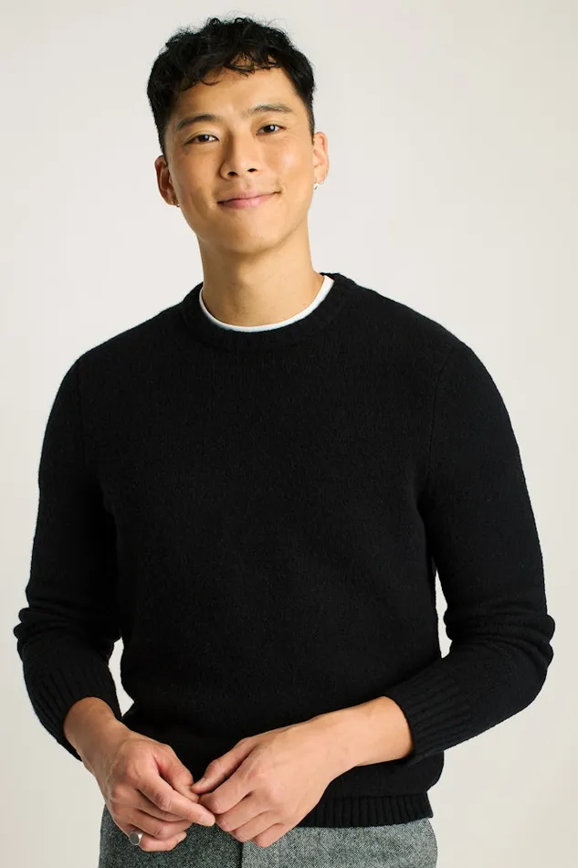 Men Bonobos Crew and VNeck Sweaters Boucle Crew Neck Sweater Black