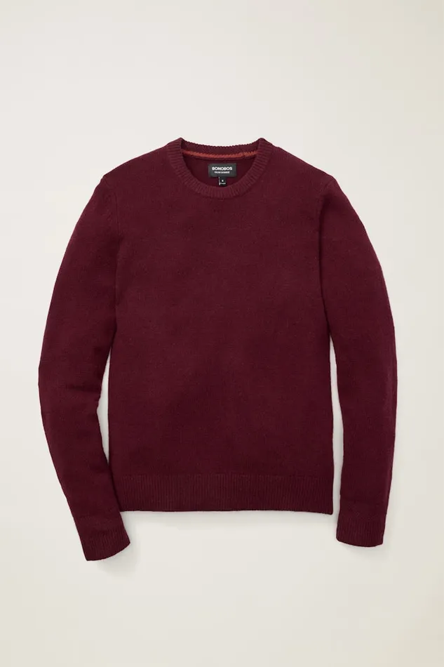 Men Bonobos Crew and VNeck Sweaters Cashmere Sweater 8211 Crew Neck Style Burgundy
