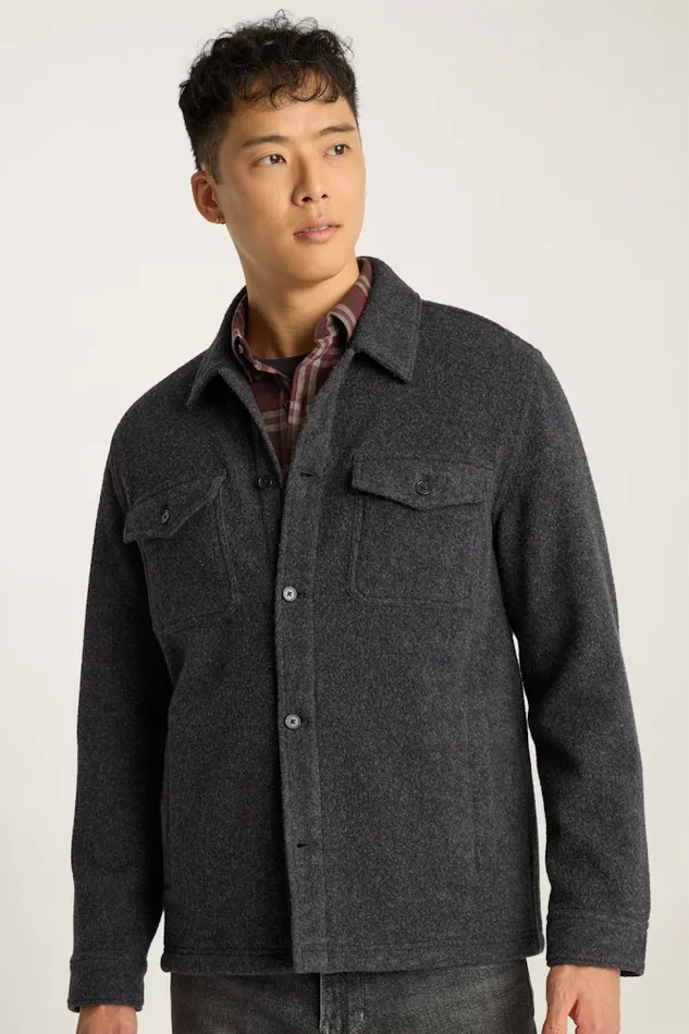 Men Bonobos Flannels and Shirt Jackets Italian Wool Jacket Charcoal