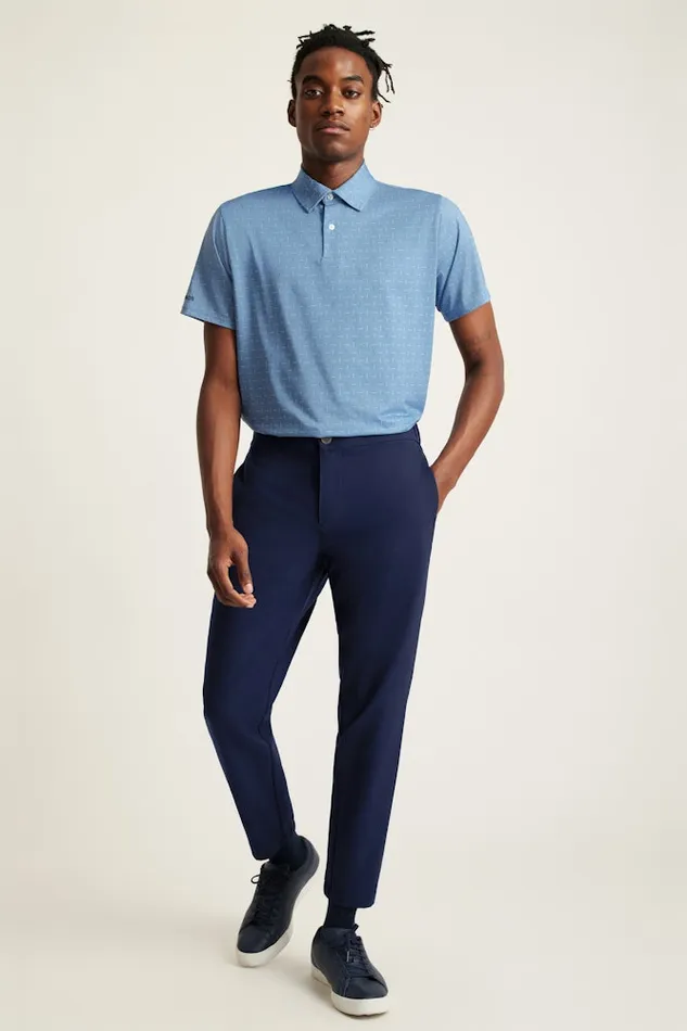 Men Bonobos Golf Polos and Tops The Performance Golf Polo Shirt Solid and Striped Blue Broken Tee Geo