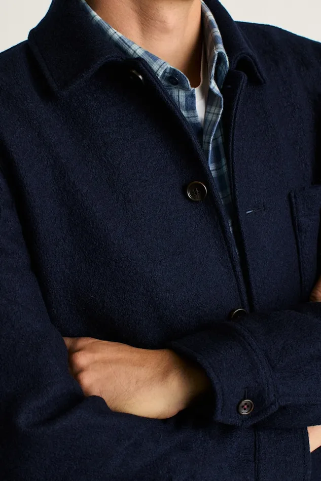 Men Bonobos Jackets and Coats Italian Brushed Wool Chore Jacket Navy Blue Men Bonobos Jackets and Coats Italian Brushed Wool Chore Jacket Navy Blue