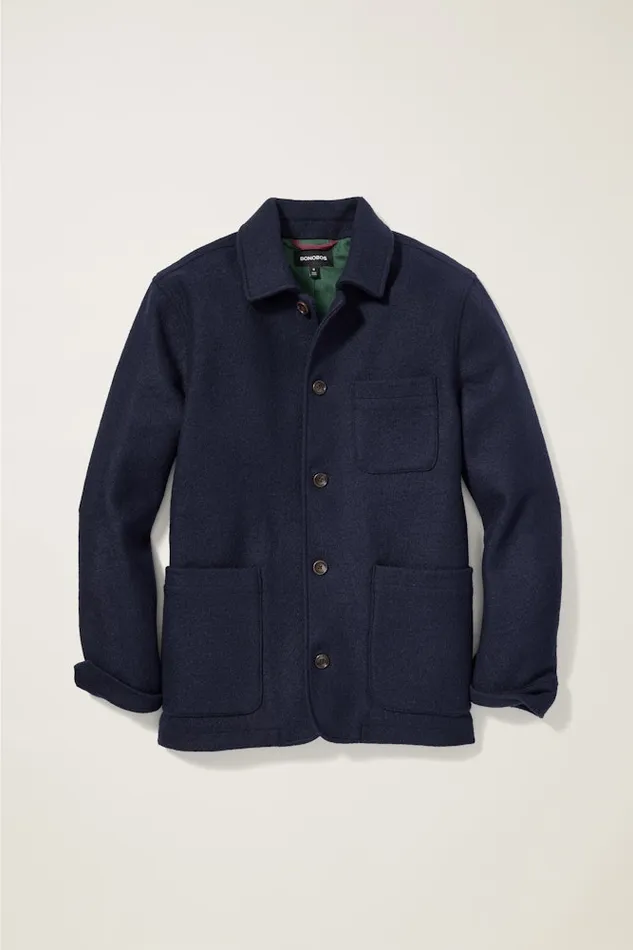 Men Bonobos Jackets and Coats Italian Brushed Wool Chore Jacket Navy Blue Men Bonobos Jackets and Coats Italian Brushed Wool Chore Jacket Navy Blue