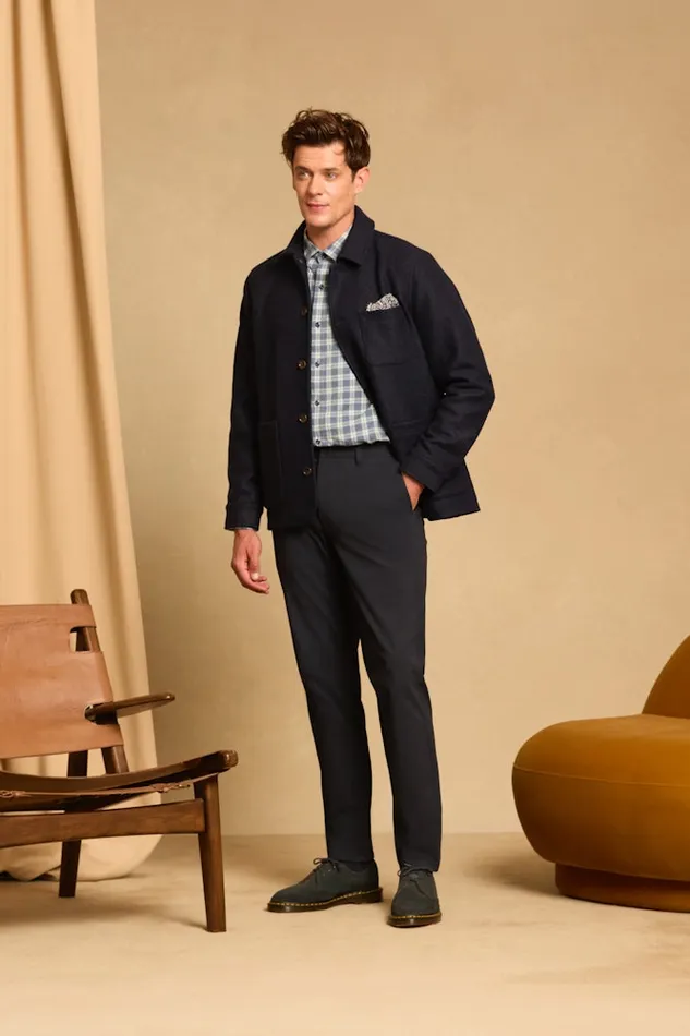 Men Bonobos Jackets and Coats Italian Brushed Wool Chore Jacket Navy Blue Men Bonobos Jackets and Coats Italian Brushed Wool Chore Jacket Navy Blue