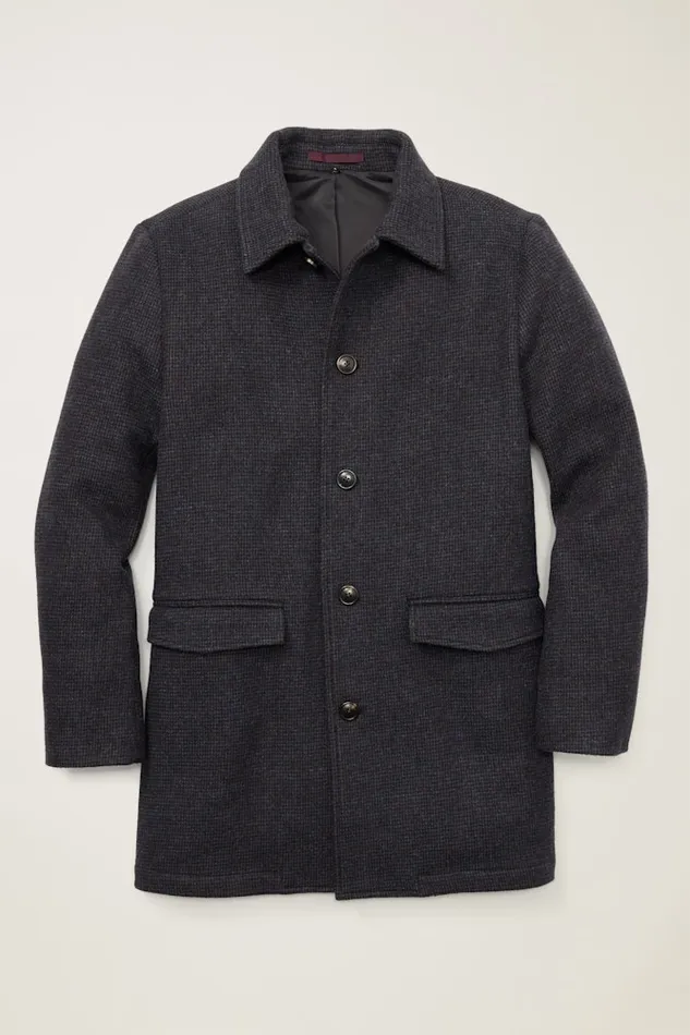 Men Bonobos Jackets and Coats The Italian Wool Car Coat Navy Blue