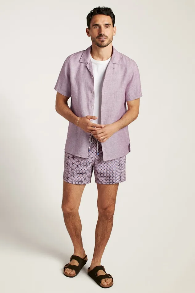 Men Bonobos Short Sleeve Shirts Linen Riviera Cabana Shirt For Men Sangria Linen