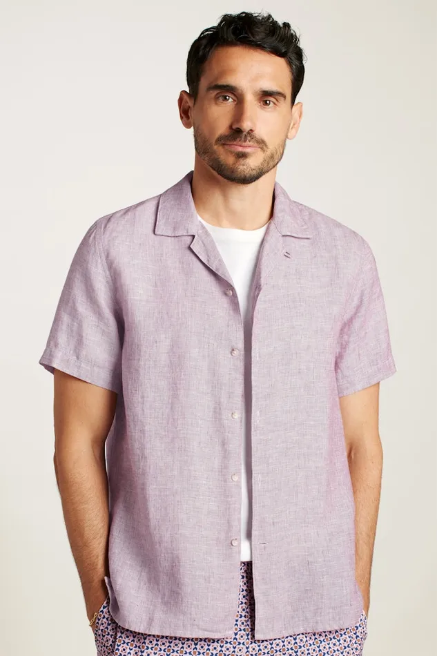 Men Bonobos Short Sleeve Shirts Linen Riviera Cabana Shirt For Men Sangria Linen
