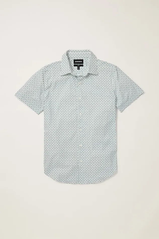 Men Bonobos Short Sleeve Shirts Tech Short Sleeve Shirt White Clocks Men Bonobos Short Sleeve Shirts Tech Short Sleeve Shirt White Clocks