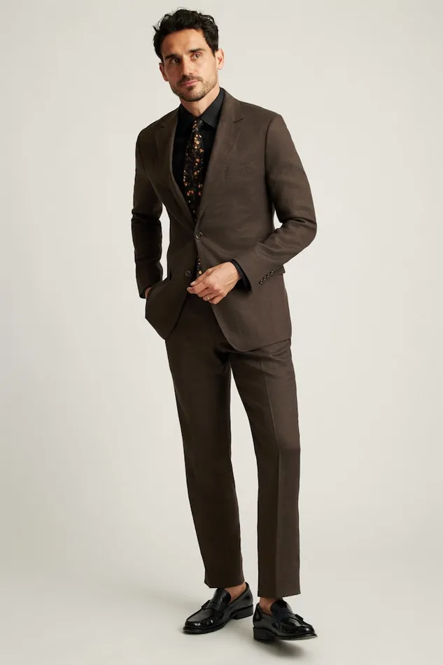 Men Bonobos Suits Jetsetter Italian Linen Suit Dark Brown