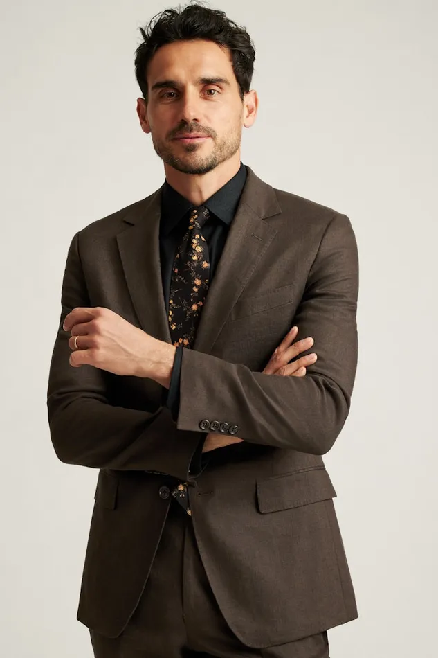 Men Bonobos Suits Jetsetter Italian Linen Suit Dark Brown