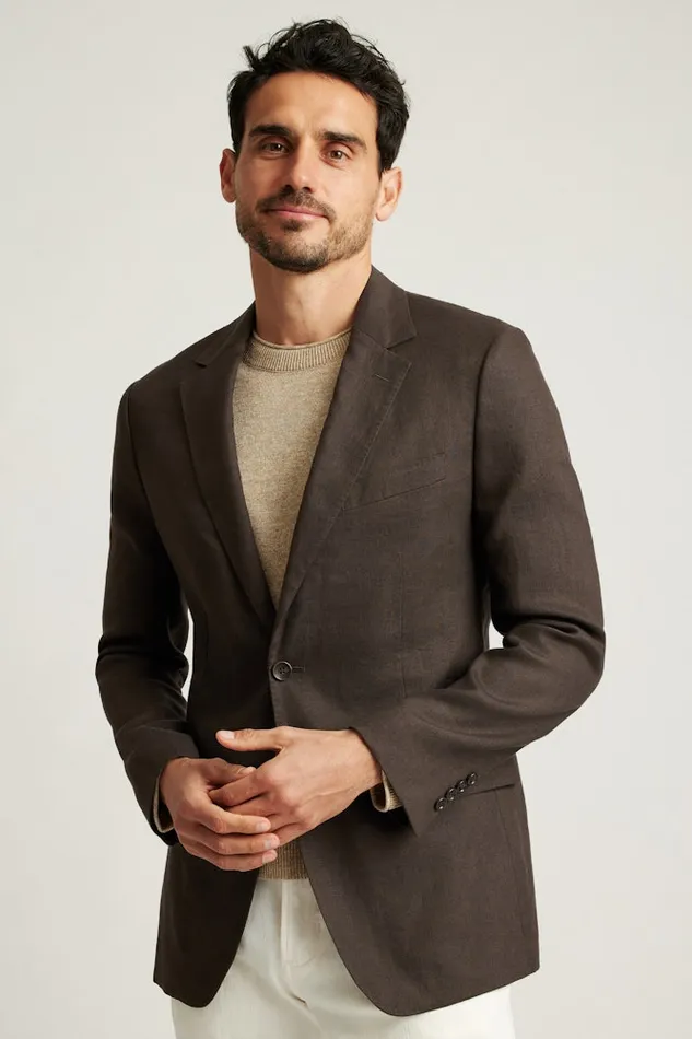 Men Bonobos Suits Jetsetter Italian Linen Suit Dark Brown