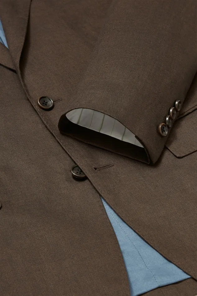 Men Bonobos Suits Jetsetter Italian Linen Suit Dark Brown