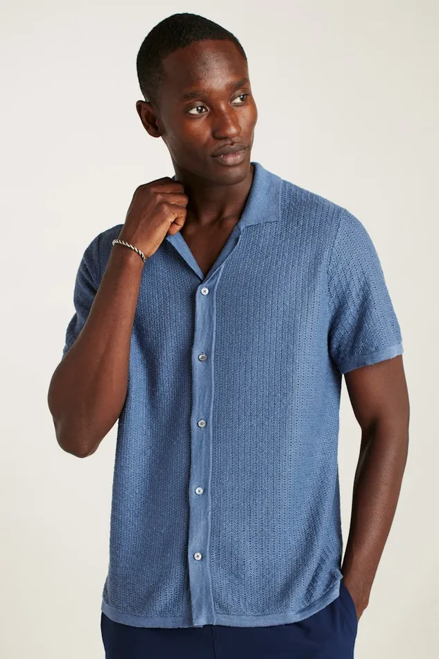 Men Bonobos Sweater Polos Hudson Cabana Sweater Polo Blue Italian Linen Men Bonobos Sweater Polos Hudson Cabana Sweater Polo Blue Italian Linen