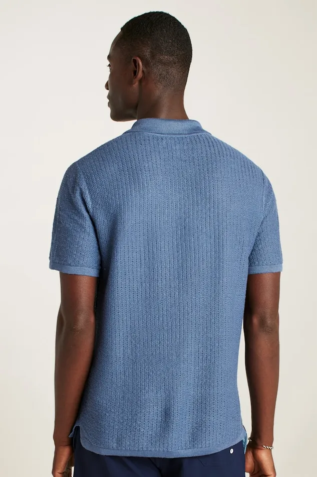 Men Bonobos Sweater Polos Hudson Cabana Sweater Polo Blue Italian Linen Men Bonobos Sweater Polos Hudson Cabana Sweater Polo Blue Italian Linen