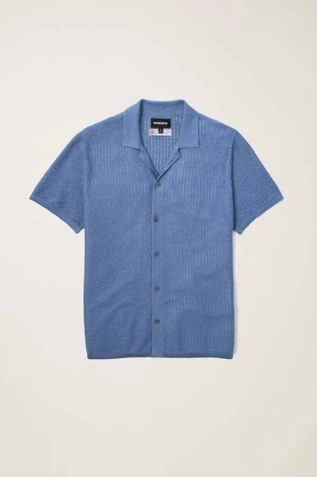 Men Bonobos Sweater Polos Hudson Cabana Sweater Polo Blue Italian Linen Men Bonobos Sweater Polos Hudson Cabana Sweater Polo Blue Italian Linen