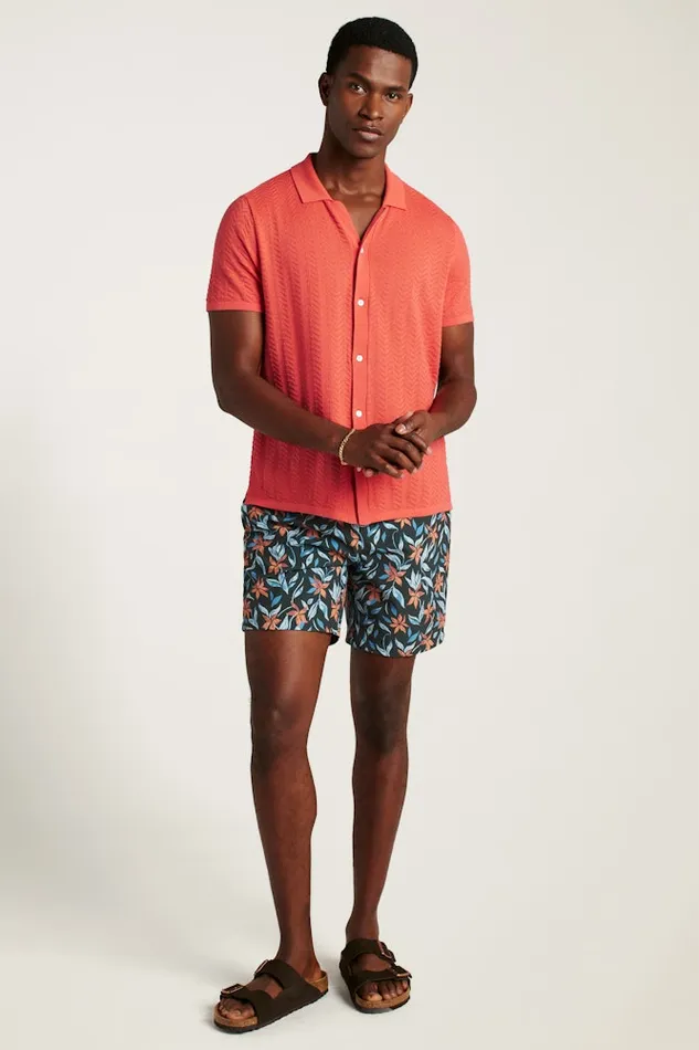 Men Bonobos Sweater Polos Hudson Cabana Sweater Polo Coral Cotton Chevron