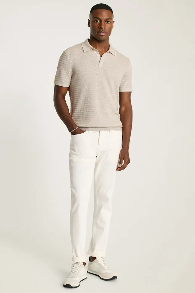 Men Bonobos Sweater Polos Hudson Sweater Polo Gray Cotton Cashmere Stripe