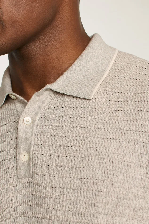 Men Bonobos Sweater Polos Hudson Sweater Polo Gray Cotton Cashmere Stripe Men Bonobos Sweater Polos Hudson Sweater Polo Gray Cotton Cashmere Stripe