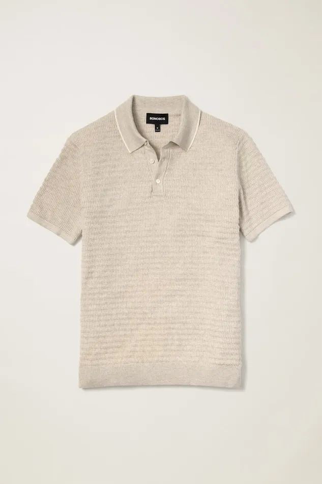 Men Bonobos Sweater Polos Hudson Sweater Polo Gray Cotton Cashmere Stripe Men Bonobos Sweater Polos Hudson Sweater Polo Gray Cotton Cashmere Stripe