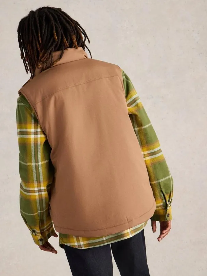 Men Canvas Gilet Mid Tan White Stuff Coats and Jackets