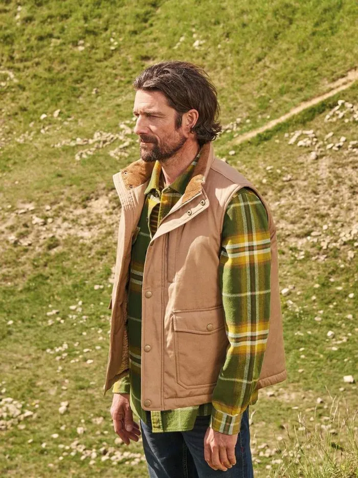 Men Canvas Gilet Mid Tan White Stuff Coats and Jackets