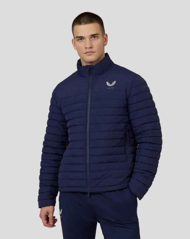 Men Castore Jackets Travel Long Sleeve Lightweight Hooded Puffer Jacket 8211 Navy