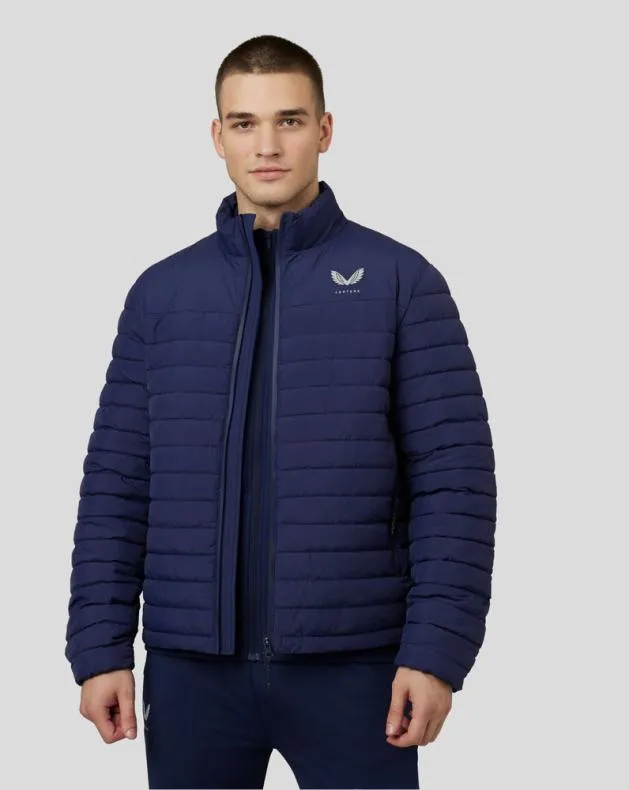 Men Castore Jackets Travel Long Sleeve Lightweight Hooded Puffer Jacket 8211 Navy