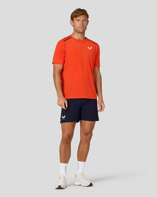 Men Castore Tops Apex Short Sleeve Aeromesh T Shirt 8211 Fiesta