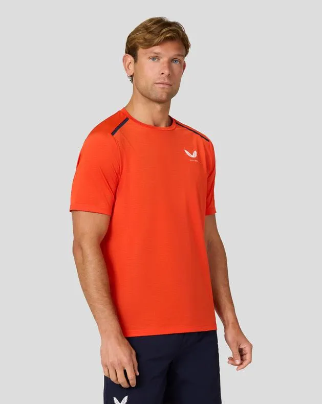 Men Castore Tops Apex Short Sleeve Aeromesh T Shirt 8211 Fiesta