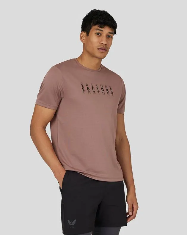 Men Castore Tops Flow Short Sleeve Graphic TShirt 8211 Peach Clay
