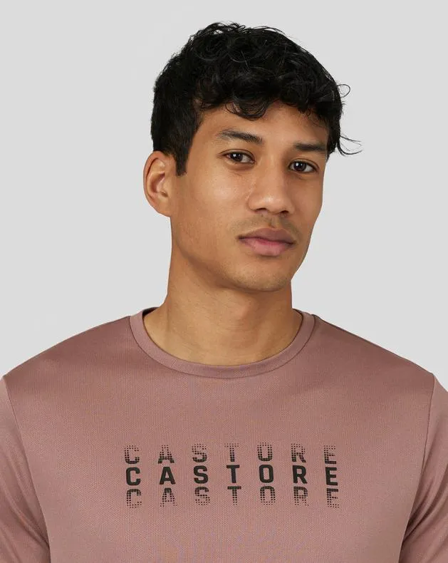 Men Castore Tops Flow Short Sleeve Graphic TShirt 8211 Peach Clay