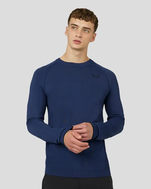 Men Castore Tops Golf Knitted Crew Top 8211 Oceana Blue