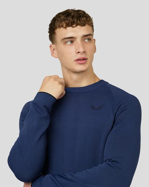 Men Castore Tops Golf Knitted Crew Top 8211 Oceana Blue