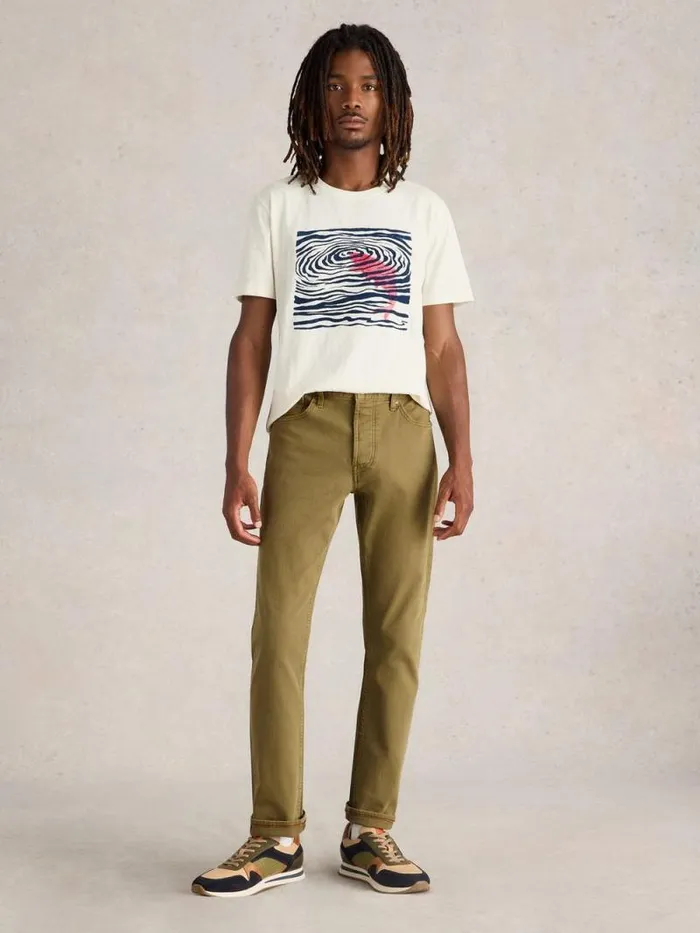 Men Eastwood Garment Dye Jean Khaki Green White Stuff Jeans
