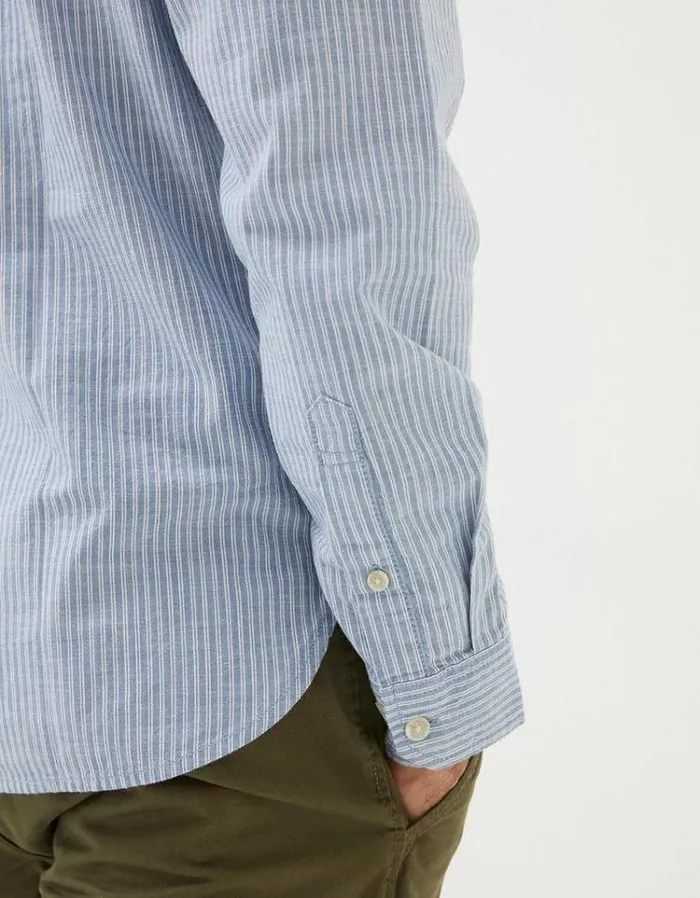 Men FatFace Men039s Sale Long Sleeve Gore Stripe Shirt Blue