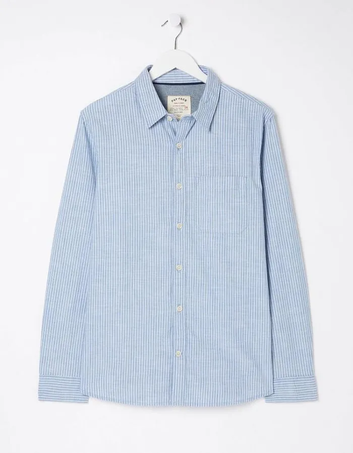 Men FatFace Men039s Sale Long Sleeve Gore Stripe Shirt Blue