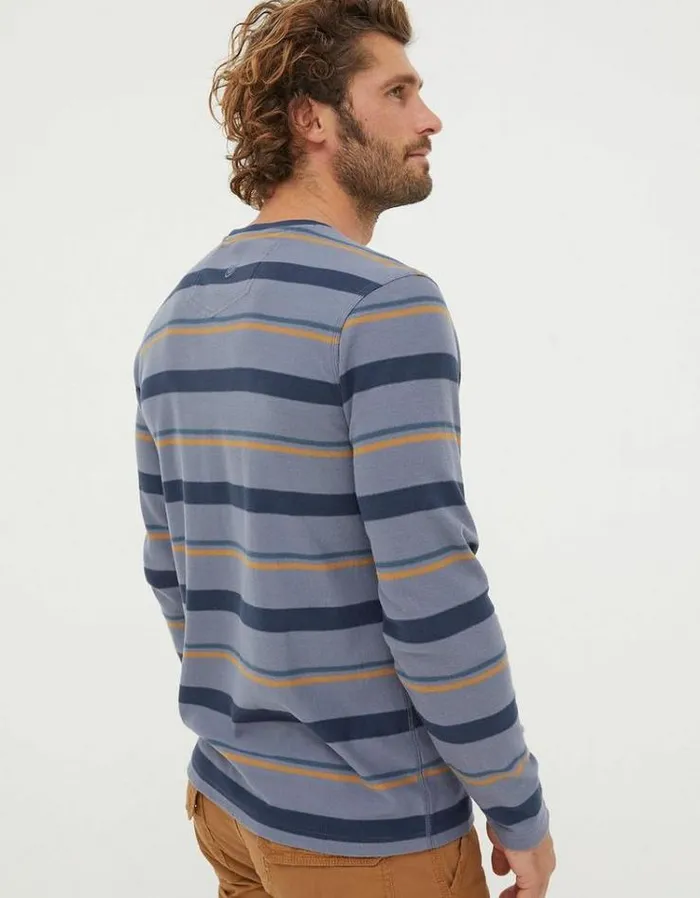 Men FatFace Men039s Sale Long Sleeve Stripe Pocket Crew Dusky Blue