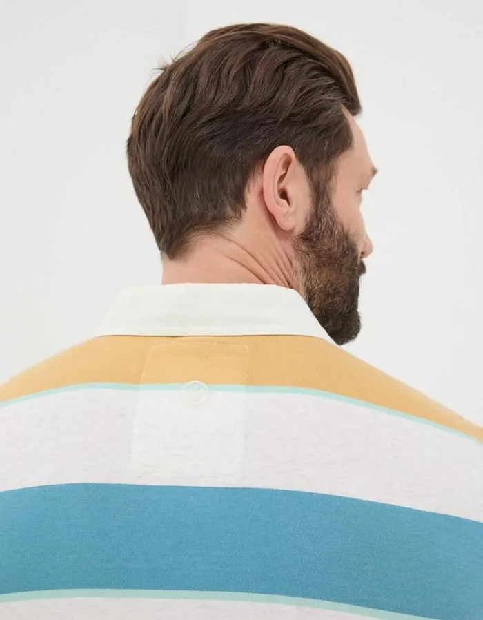 Men FatFace Polo Shirts Hastings Stripe Polo Yellow