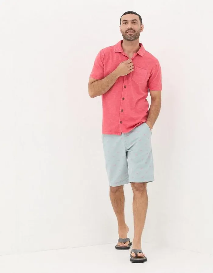 Men FatFace Shirts Truro Jersey Shirt Washed Red