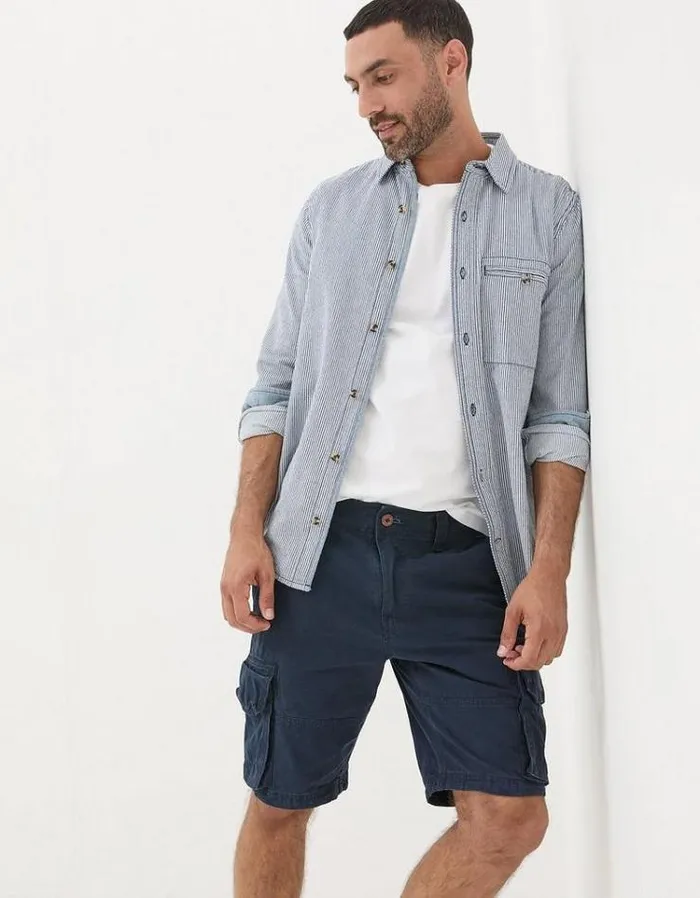 Men FatFace Shorts Breakyard Organic Cotton Cargo Shorts Navy
