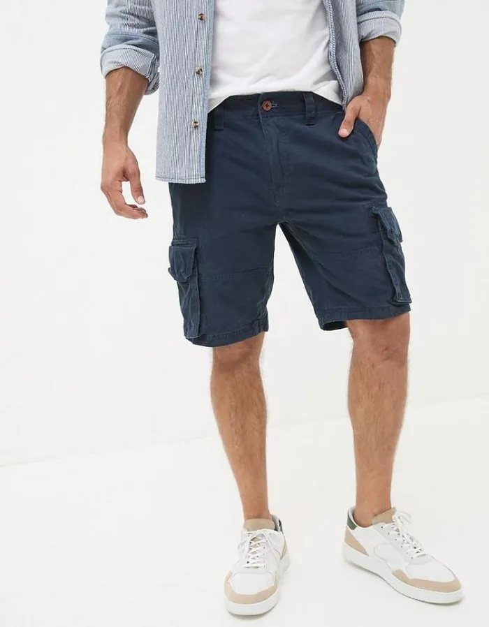 Men FatFace Shorts Breakyard Organic Cotton Cargo Shorts Navy
