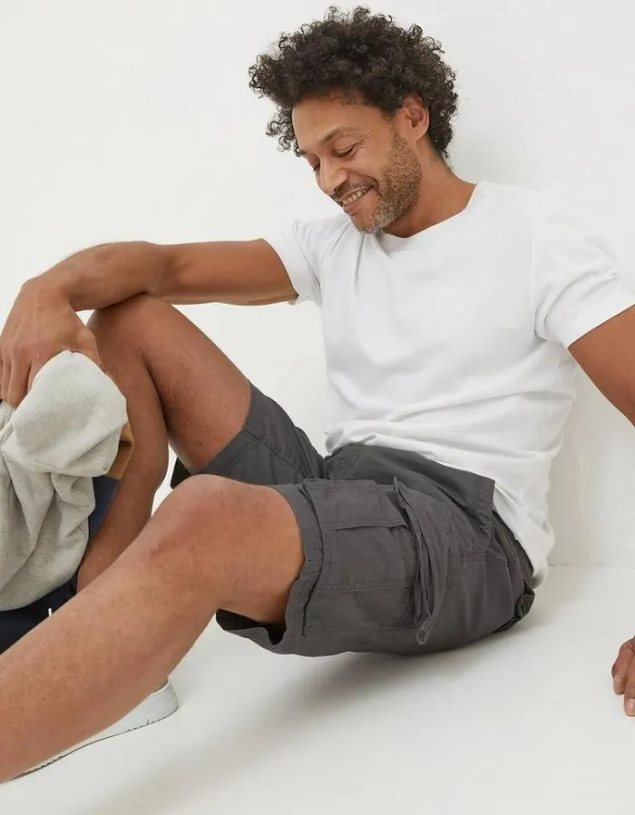 Men FatFace Shorts Bude Lightweight Cargo Shorts Dark Grey
