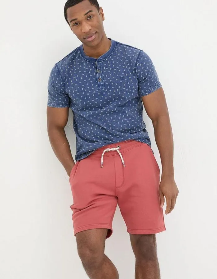 Men FatFace Shorts Cambourne Jersey Shorts Washed Red